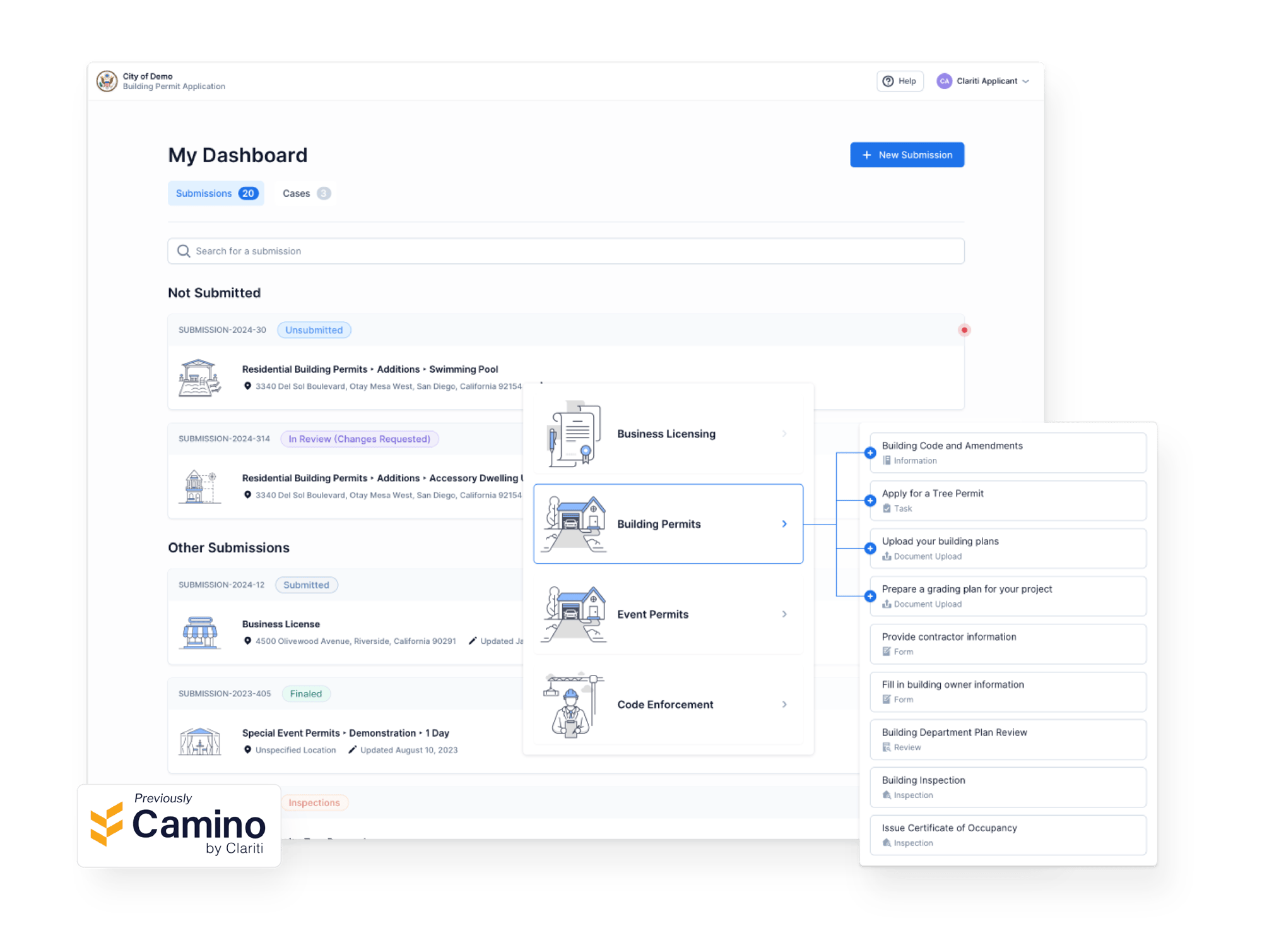 Clariti Launch Permitting Software Dashboard