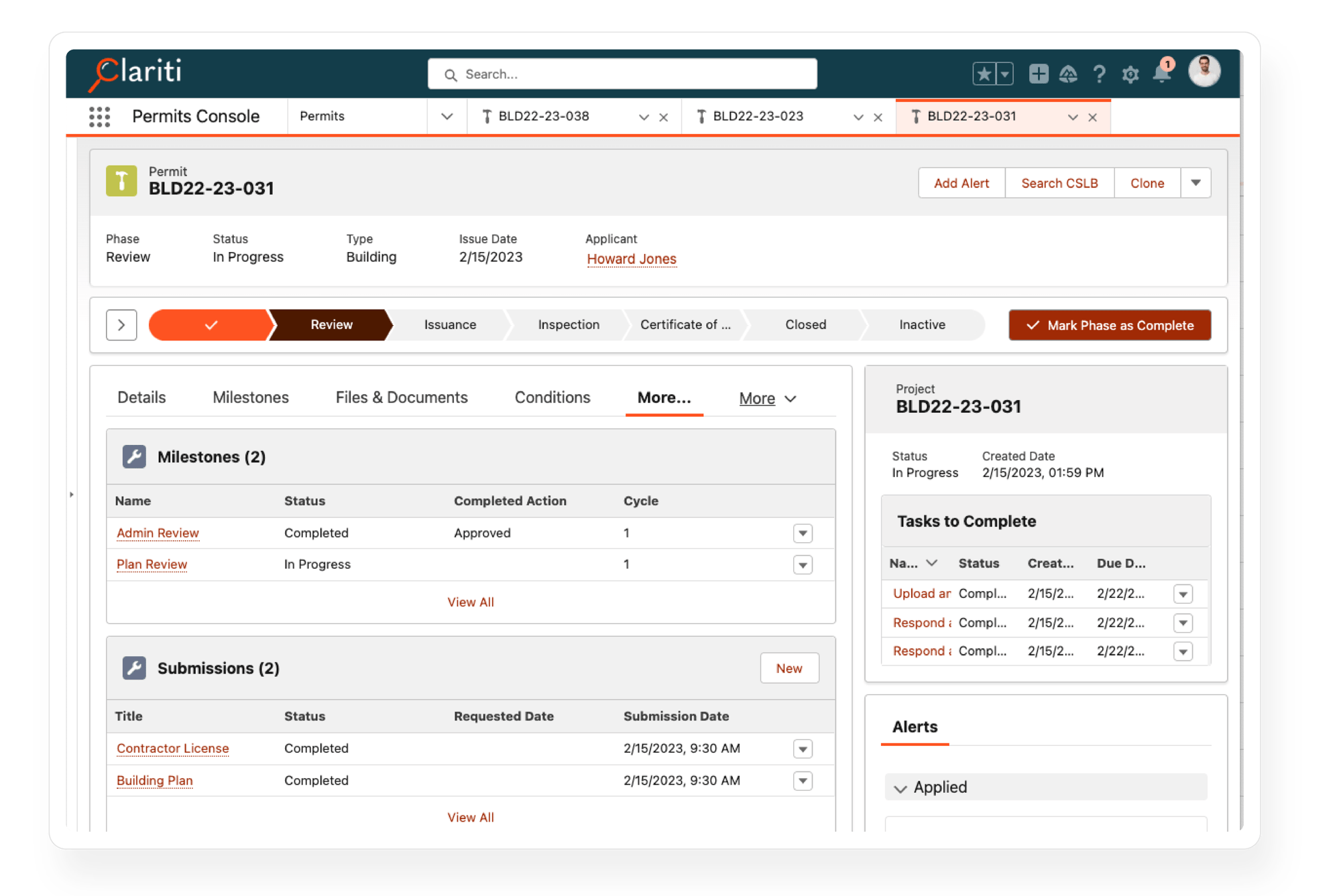 Clariti Enterprise Permitting Console