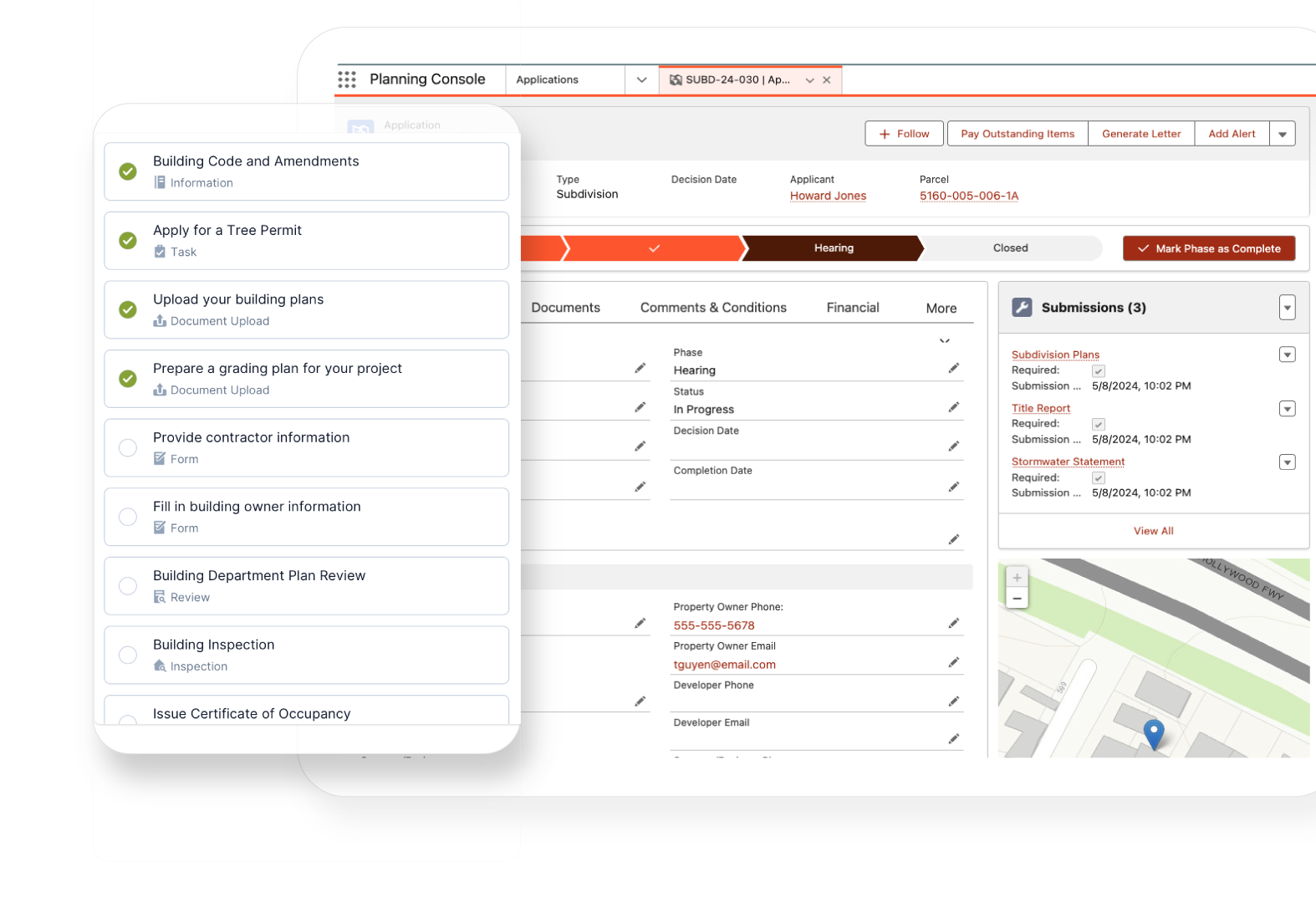 A product screenshot of Clariti Guide and Clariti Enterprise permitting software